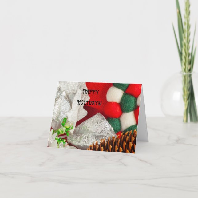 Red, Green, Silver, White  Holiday Card (Front)
