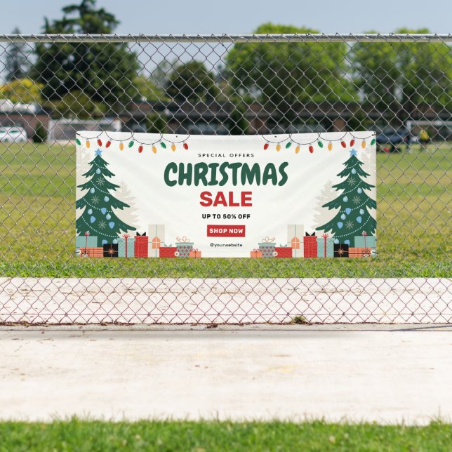 Red Green Simple Christmas Sale Outdoor Banner (Insitu)