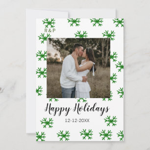 red green snowflakes text photo merry christmas holiday card
