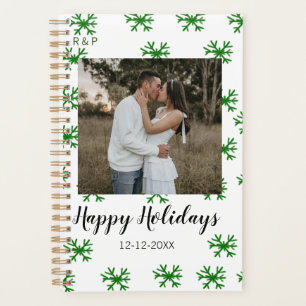 red green snowflakes text photo merry christmas planner