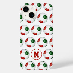 red green soccer balls pattern monogrammed Case-Mate iPhone 14 case