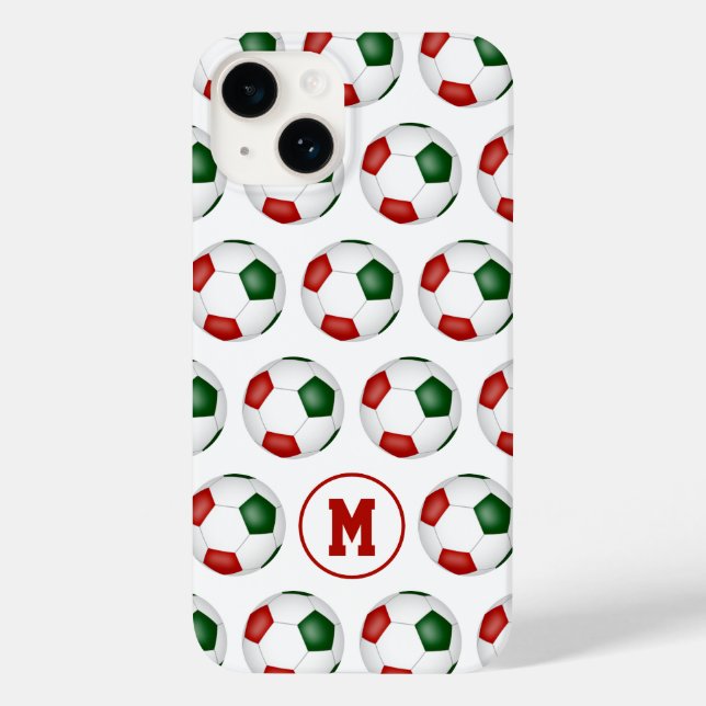 red green soccer balls pattern monogrammed Case-Mate iPhone case (Back)