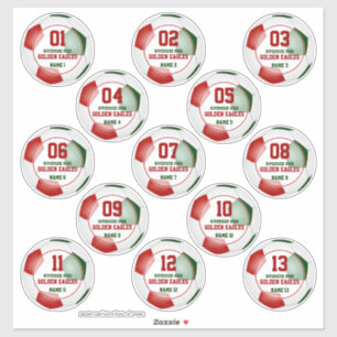 red green soccer team colours set of 13 custom