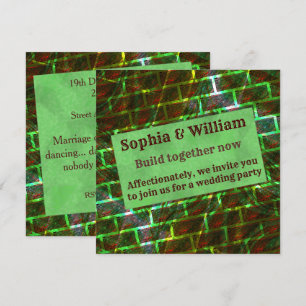 Red green stained, scratches, grid or wall effect invitation