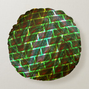 Red green staines, scratches, grid or wall effect? round cushion