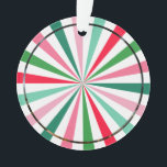 Red Green Starburst Stripes Dog Christmas Ornament<br><div class="desc">Pet ornament for Christmas with your dog's photo inside a starburst stripe frame in white,  pink,  and different shades of green. Add name and the year to the back beneath a paw print.</div>