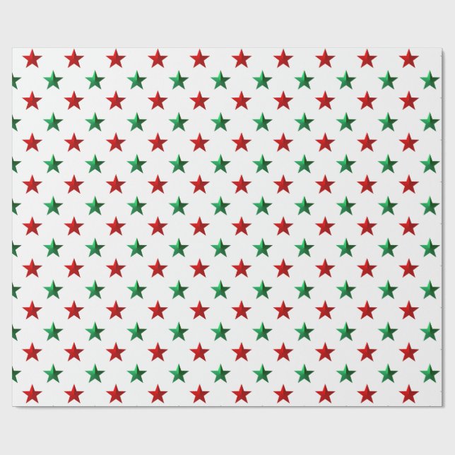 Red Green Stars Wrapping Paper (Flat)