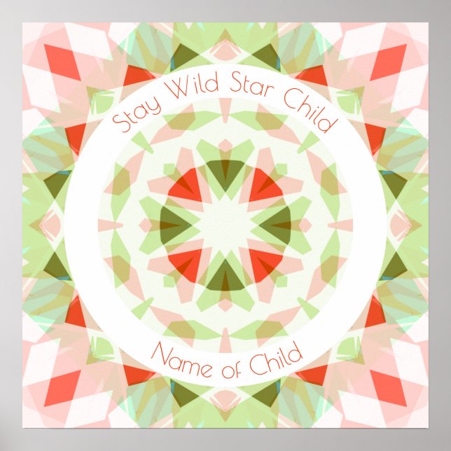Red Green Stay Wild Star Child Name Nursery Decor (Front)