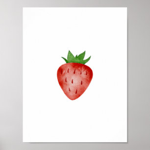 Red & Green Strawberry Summer Spring Fruit Poster