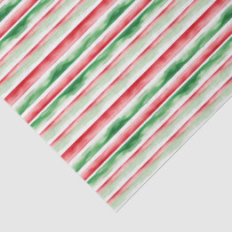 Red & Green Stripe Holiday Pattern Tissue Paper