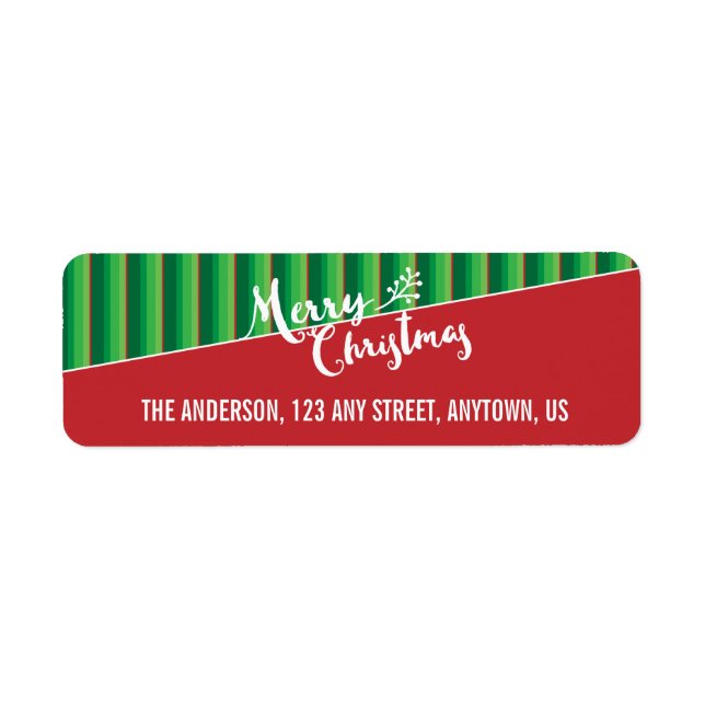 Red & Green Striped Background, Merry Christmas (Front)