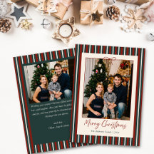 Red & Green Striped Christmas 2 Photo Holiday