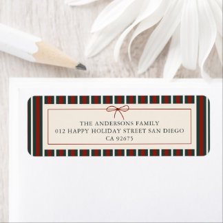 Red & Green Striped Christmas Return Address