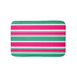 Red -green striped horizontal pattern bath mat