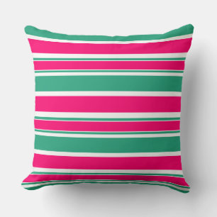 Red -green striped horizontal pattern cushion