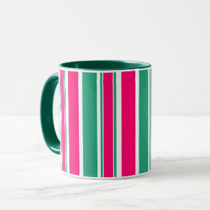 Red -green striped horizontal pattern mug