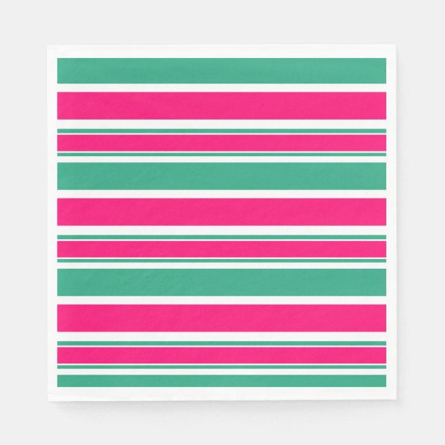 Red -green striped horizontal pattern napkin (Front)