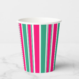 Red -green striped horizontal pattern paper cups