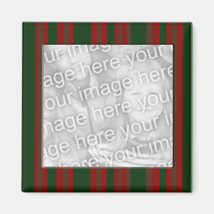 red green striped photo frame magnet