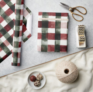 Red Green Stripes Birthday Wrapping Paper
