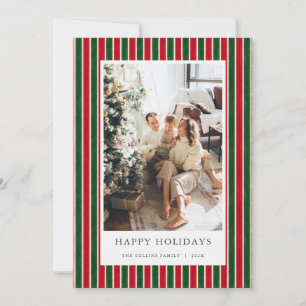 Red & Green Stripes Christmas Photo Holiday Card