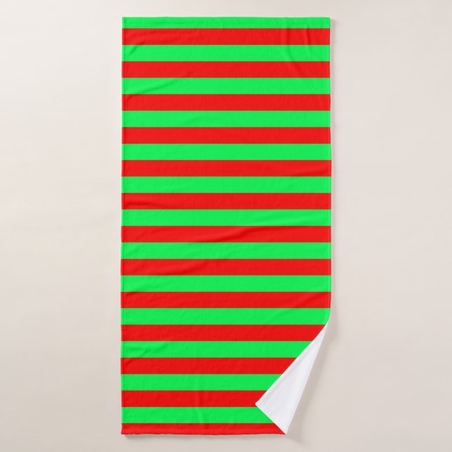 Red Green Stripes Design Bath Towel (Bath Towel)