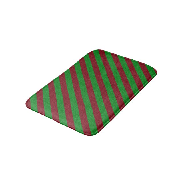 Red & Green Stripes Glitter Bath Mat (Angled)