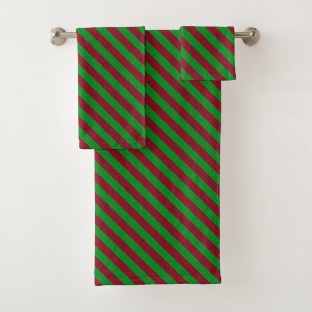 Red & Green Stripes Glitter Bath Towel Set (Insitu)