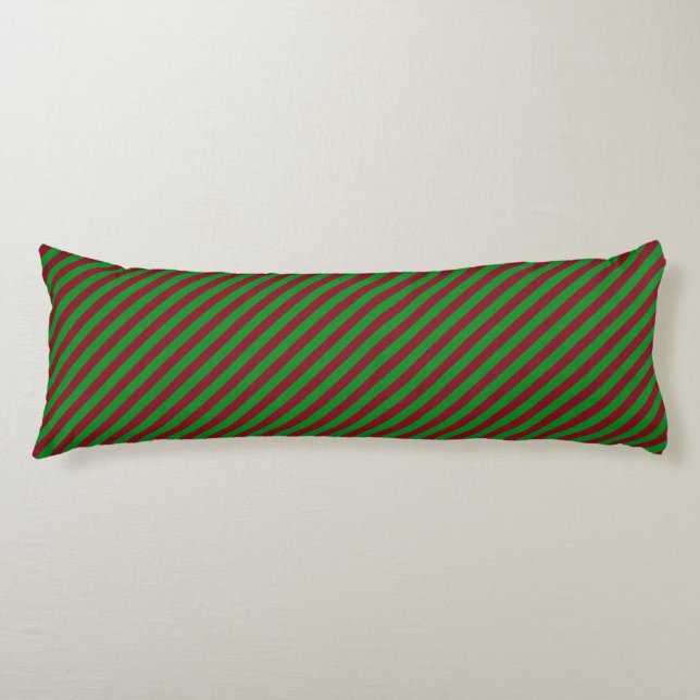 Red & Green Stripes Glitter Body Cushion (Front)