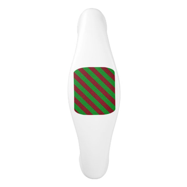 Red & Green Stripes Glitter Ceramic Cabinet Pull (Front)