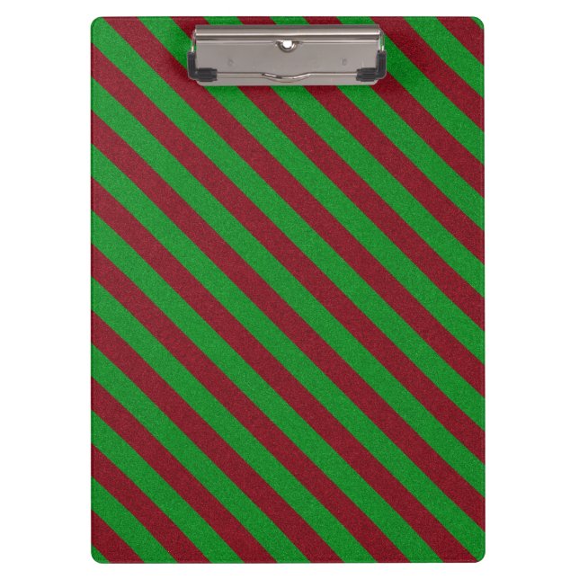 Red & Green Stripes Glitter Clipboard (Front)