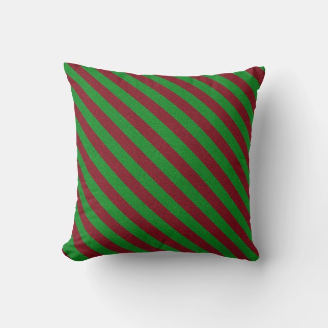 Red & Green Stripes Glitter Cushion (Front)