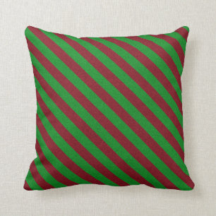 Red & Green Stripes Glitter Cushion