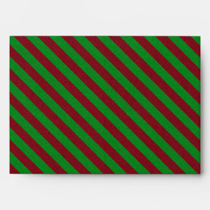 Red & Green Stripes Glitter Envelope