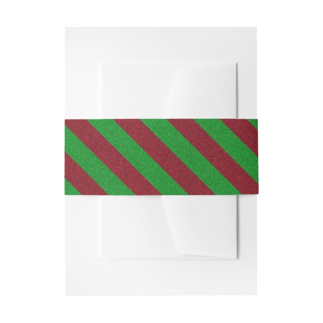 Red & Green Stripes Glitter Invitation Belly Band (Front Example)