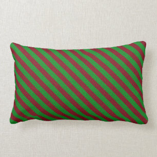 Red & Green Stripes Glitter Lumbar Cushion