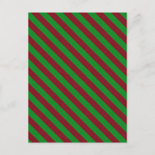 Red & Green Stripes Glitter Postcard
