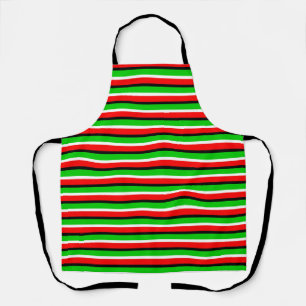 Red Green Stripes Pattern Design Apron