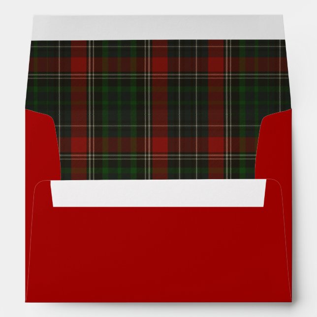 Red & Green Stuart Tartan Plaid Custom Envelope (Back (Bottom))
