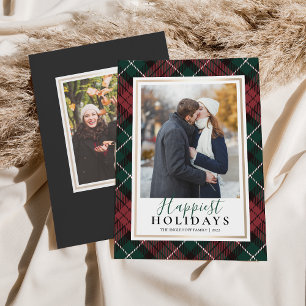 Red & Green Tartan Happiest Holidays Photo Holiday Card