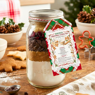 Red Green Tartan Lace Christmas Cookie Mix Recipe Gift Tags