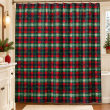 Red Green Tartan Plaid Christmas Snowflakes