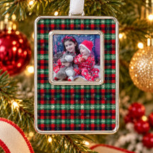 Red Green Tartan Plaid Christmas Snowflakes