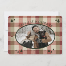 Red Green Tartan Plaid Cozy Blanket Holiday Card