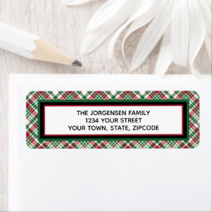 Red & Green Tartan Plaid Holiday Return Address