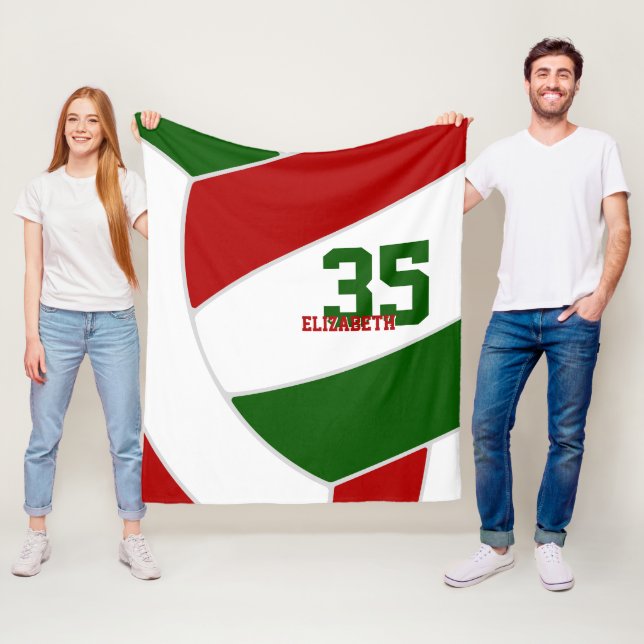 red green team colours ginormous volleyball fleece blanket (In Situ)