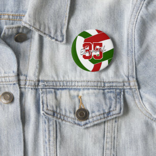 red green team colours volleyball season mementos 6 cm round badge