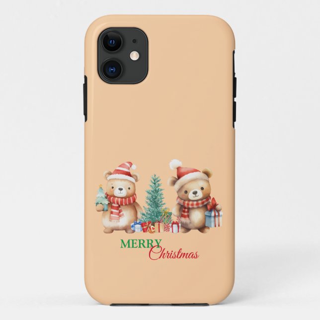 Red Green teddy Bear Santa Merry Christmas Party  Case-Mate iPhone Case (Back)