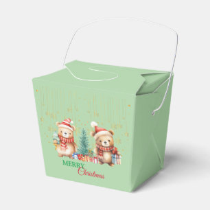 Red Green teddy Bear Santa Merry Christmas Party  Favour Box