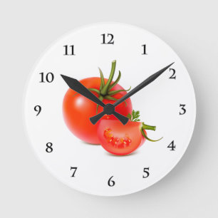 Red Green Tomato Food Art Round Clock